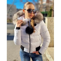 Дамско яке с естествен пух от лисица, City Angels, Бяло, 7012